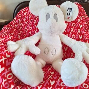 New!;Disney Mickey Mouse White Plush Toy! Over 40" H. Super Soft